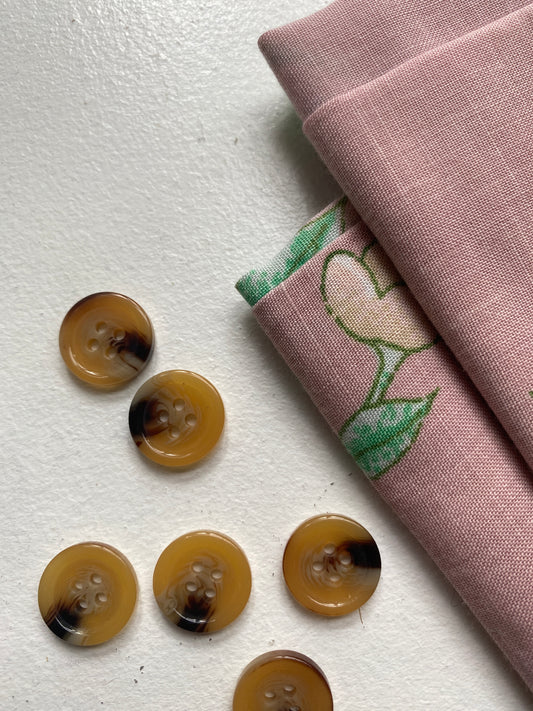 Tortoise Shell Button (15mm) - Set of 6