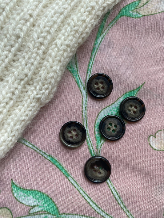 Dark Tortoise Shell Button (18mm) - Set of 6