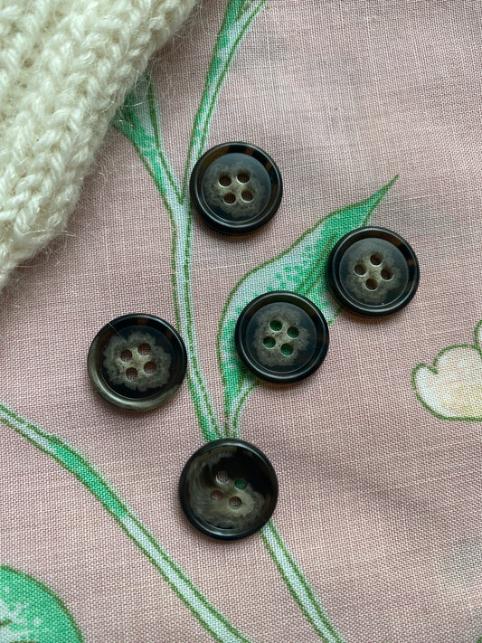 Dark Tortoise Shell Button (18mm) - Set of 6