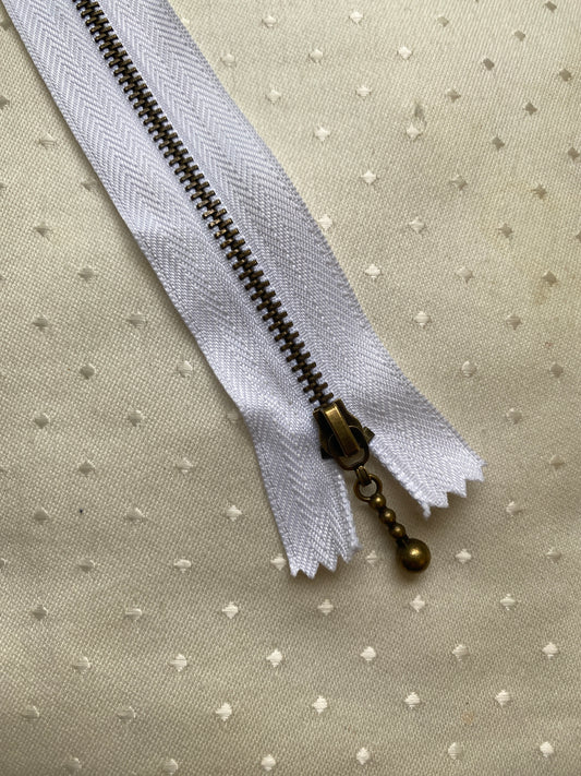 White Straight Zipper