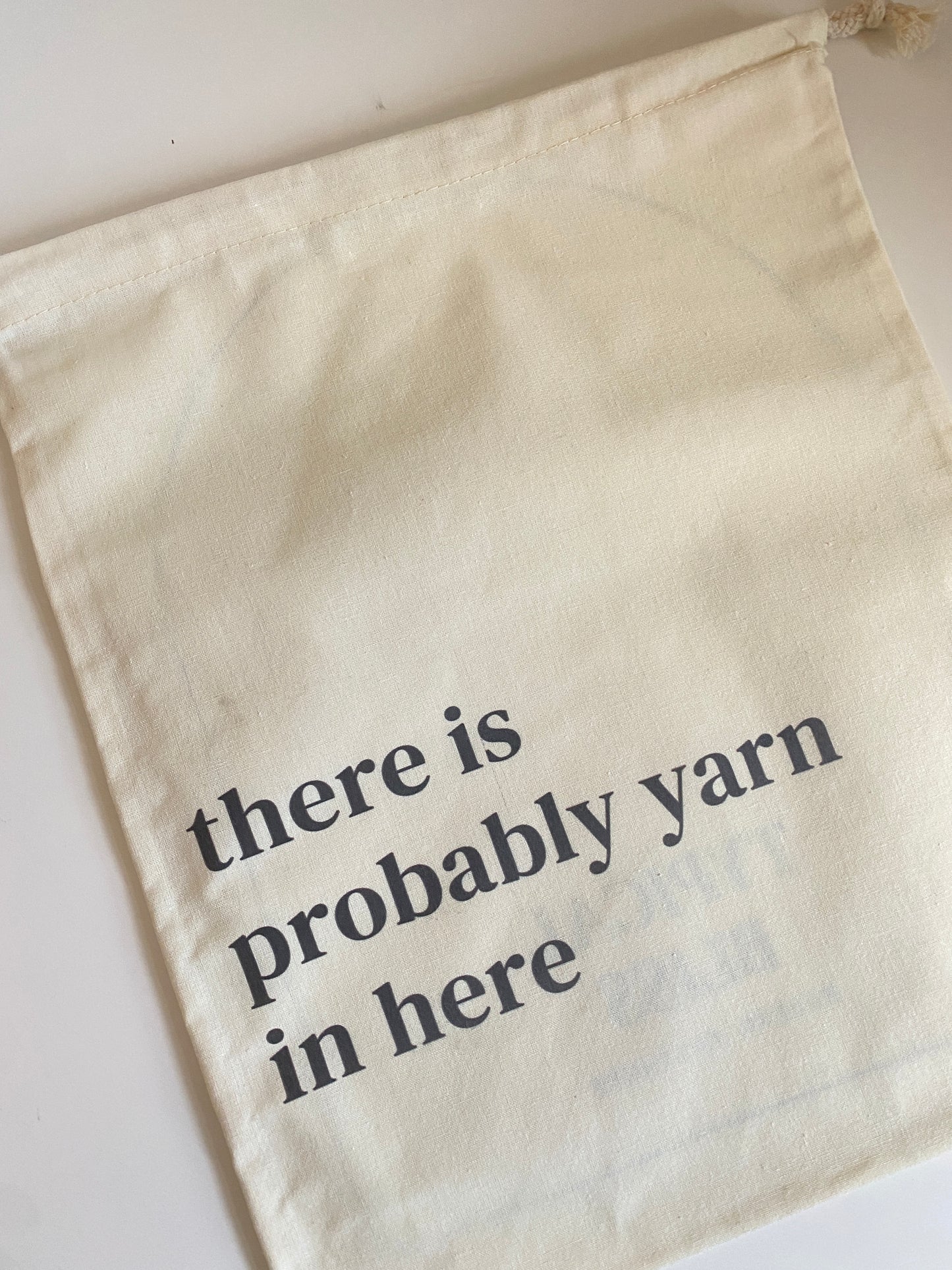 "there is probably yarn in here" Draw String Bags